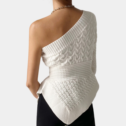 Ivyshape | Women's Sweater With One Shoulder