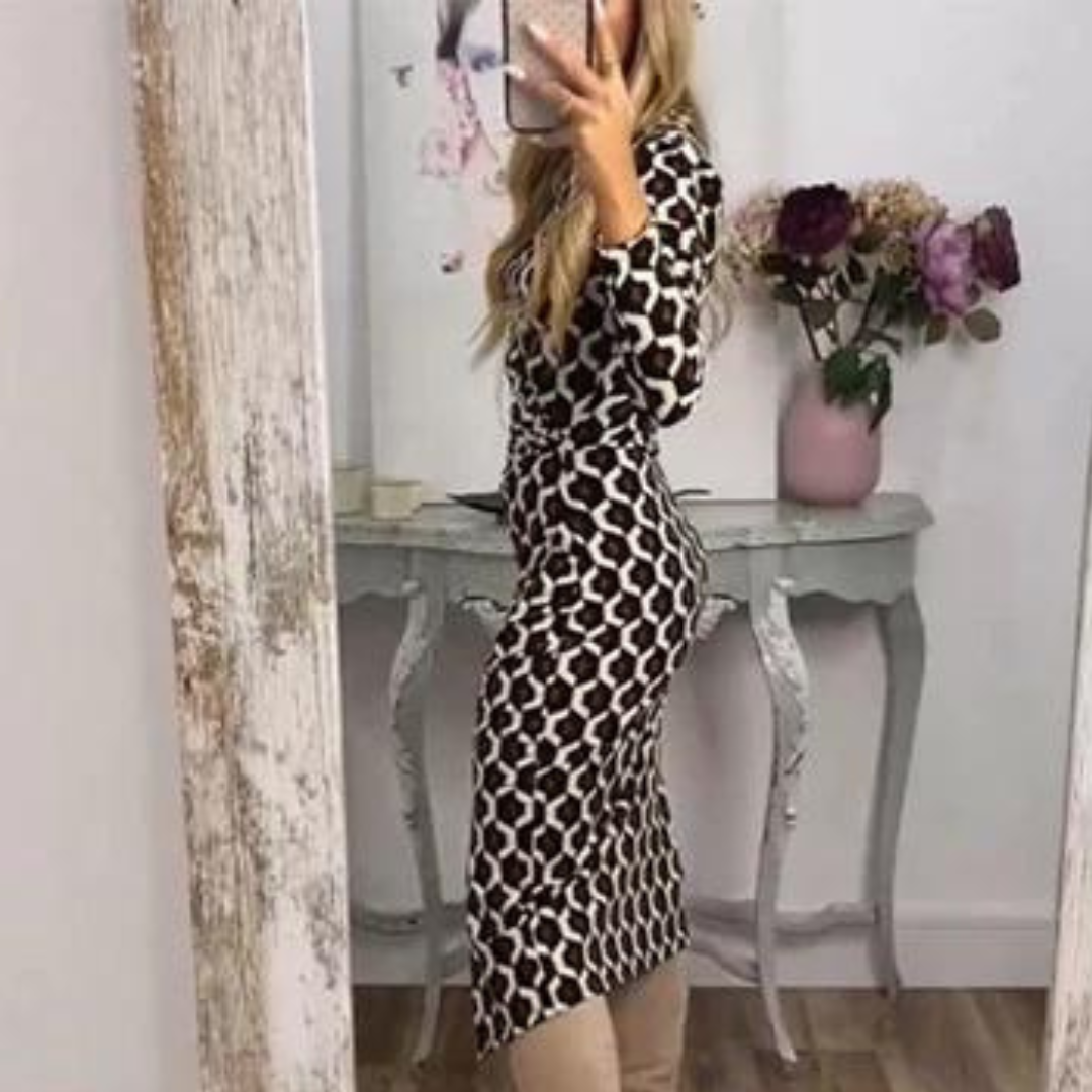 Ivyshape | Long Dress with Modern Print for Women