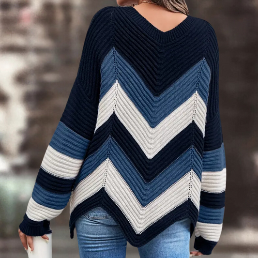 Ivyshape | Ladies Stylish Wave Pattern Knit Sweater