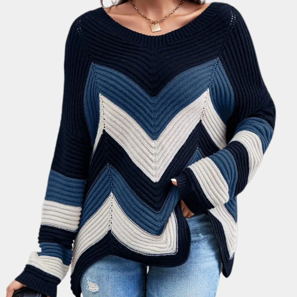 Ivyshape | Ladies Stylish Wave Pattern Knit Sweater