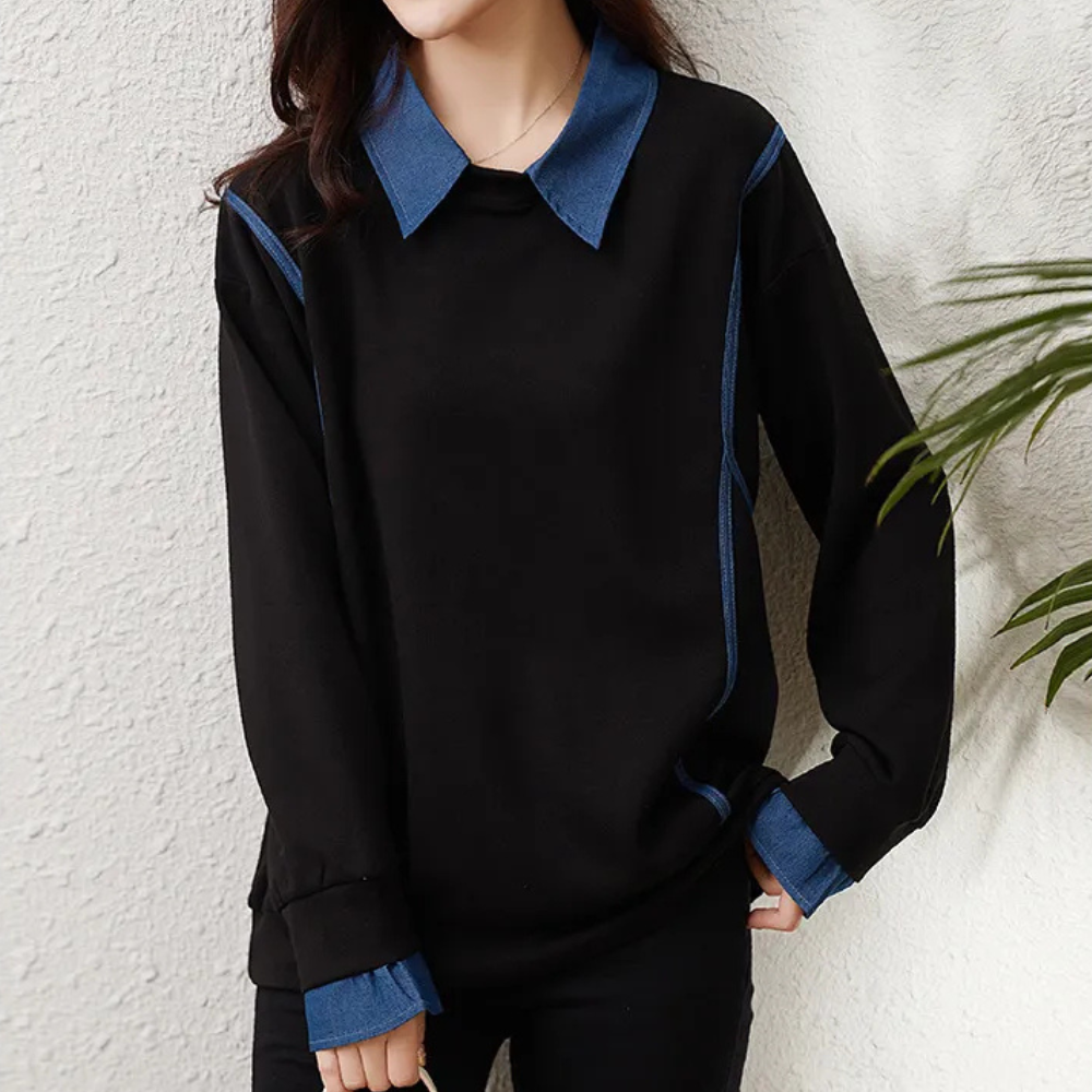 Ivyshape | Trendy Women's Sweatshirt With Collar