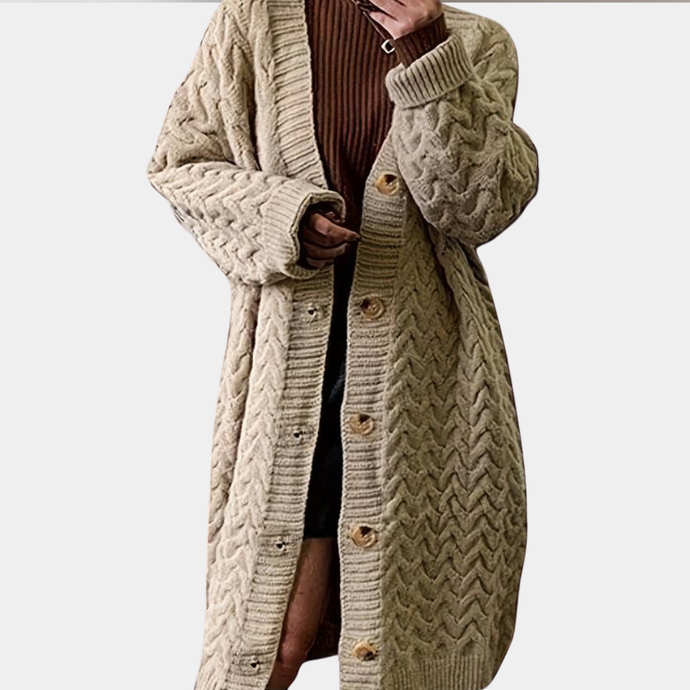 Ivyshape | Long Knitted Women's Cardigan In Relaxed Fit