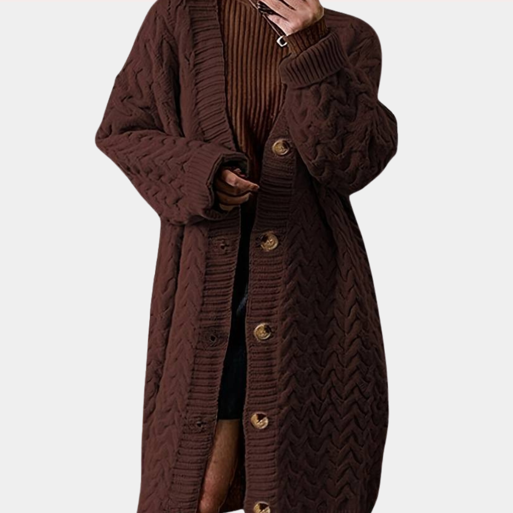 Ivyshape | Long Knitted Women's Cardigan In Relaxed Fit