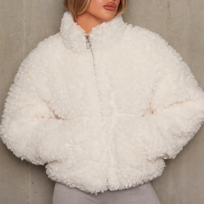 Ivyshape | Stylish Women's Plush Jacket with Zipper