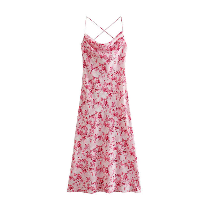 Summer Elegant Sleeveless Floral Midi Dress Pink | Ideal for Summer