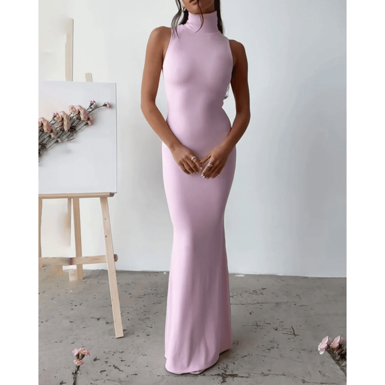 Ivyshape | Long Pink Dress