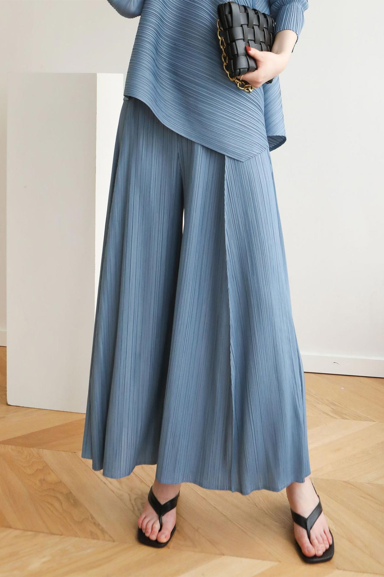 Waist Pleated Wide Leg Long Pants