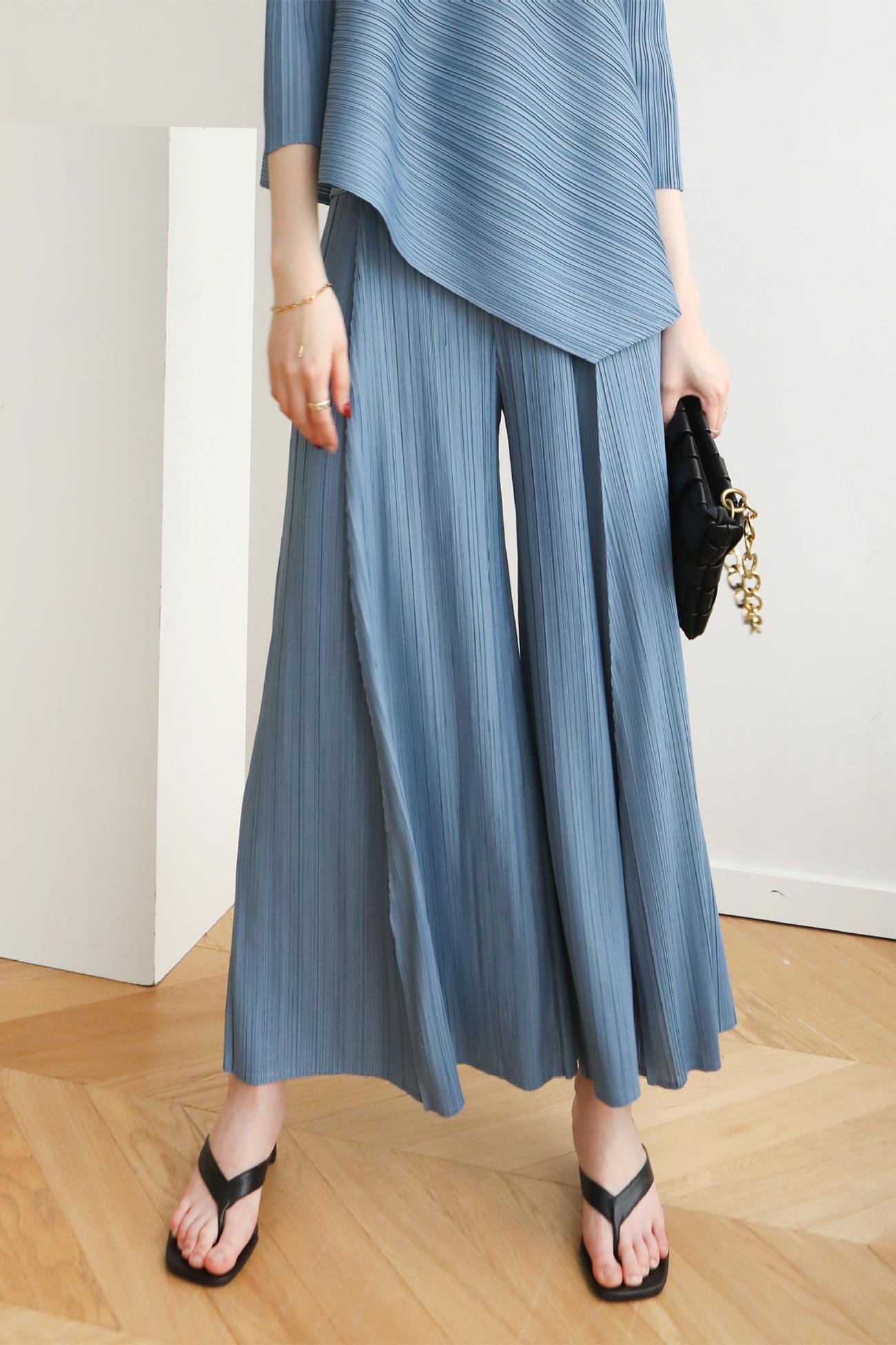 Waist Pleated Wide Leg Long Pants