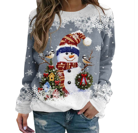 Ivyshape | Pullover Cozy Loose Fit Funny Xmas Sweatshirts Women's Jumper