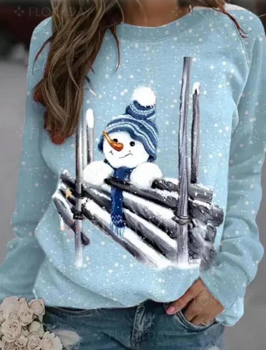 Ivyshape | Pullover Snowman Loose Fit Funny Xmas Sweatshirts Women's Jumper