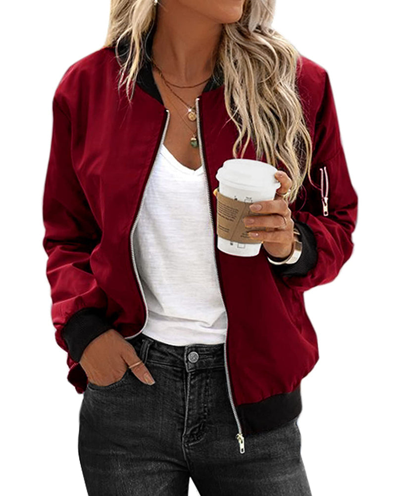 Ivyshape | Stylish Women's Bomber Jacket