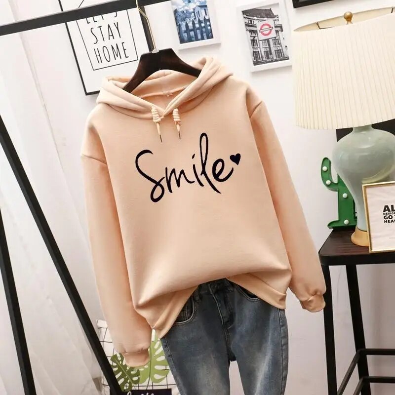 Ivyshape | Casual Cut Smile Hoodie for Women