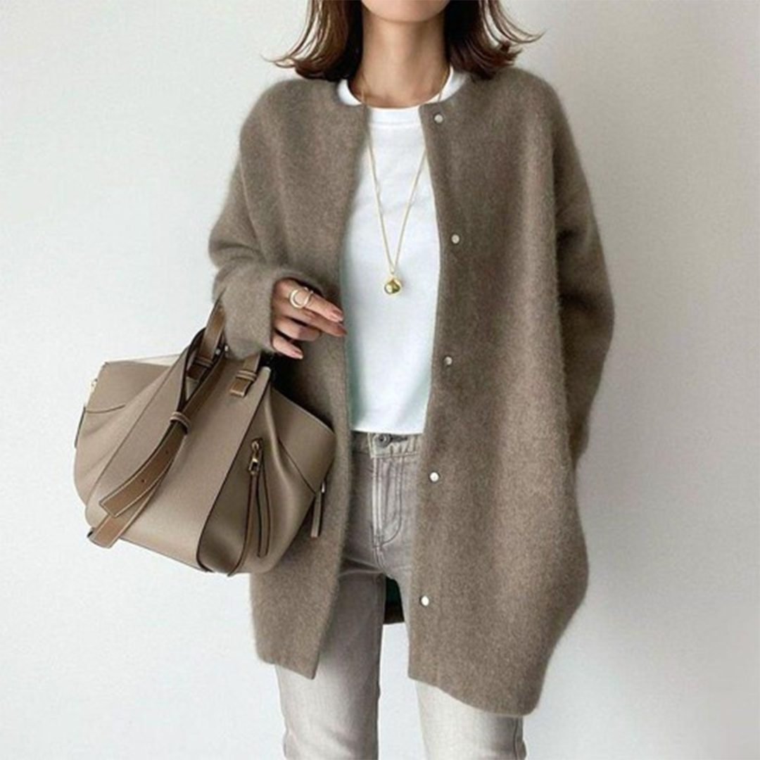 Ivyshape | Elegant Wool Long Cardigan