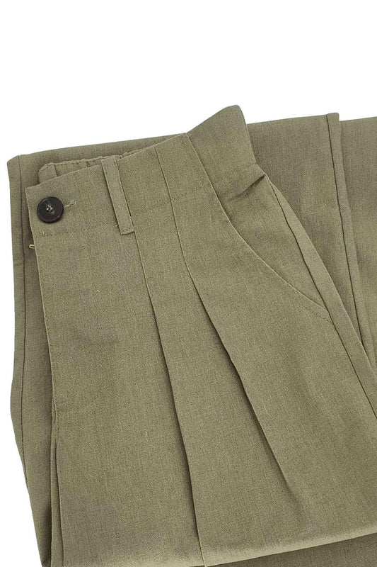 Linen Elastic Waist Long Pants