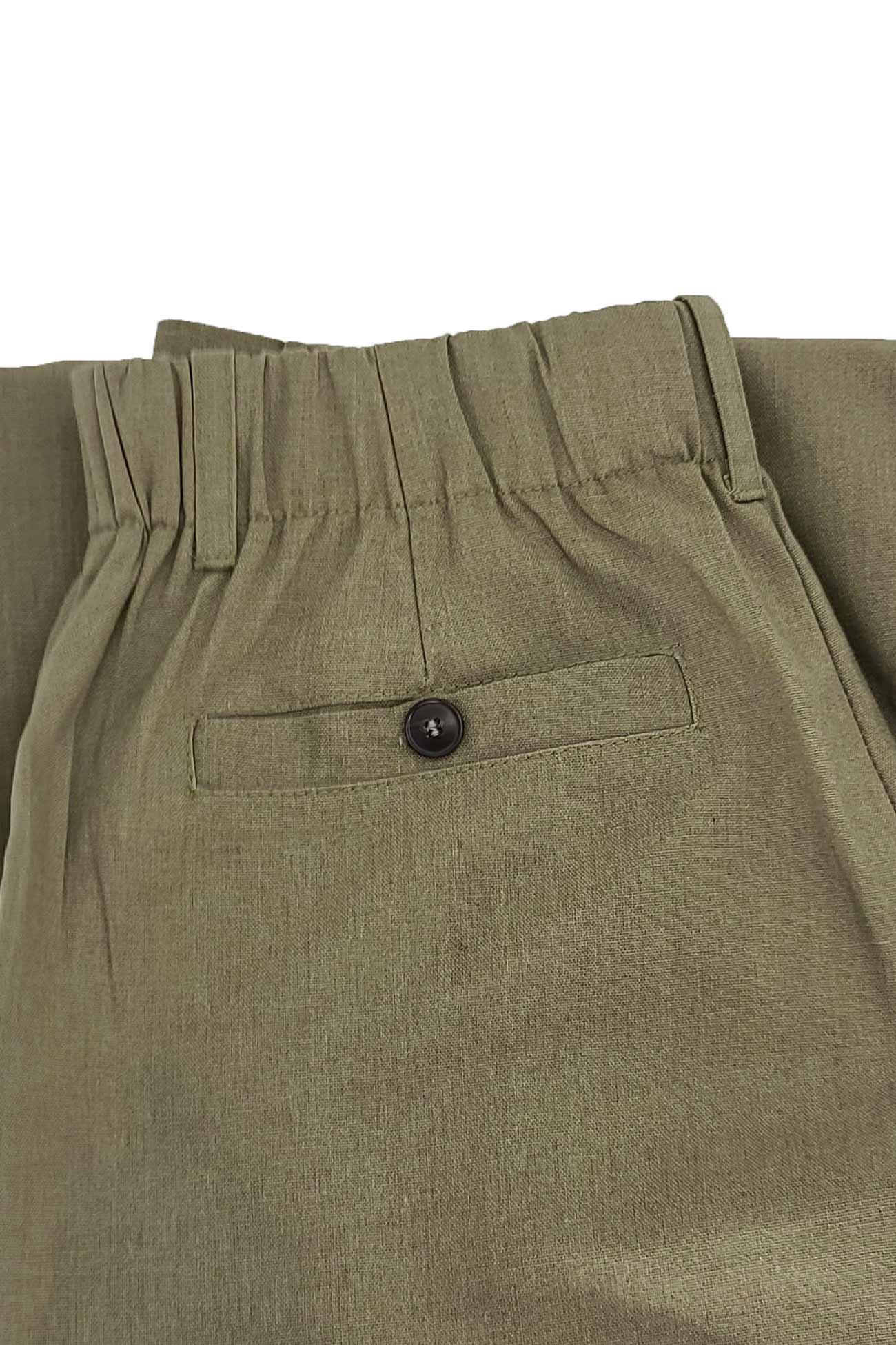 Linen Elastic Waist Long Pants