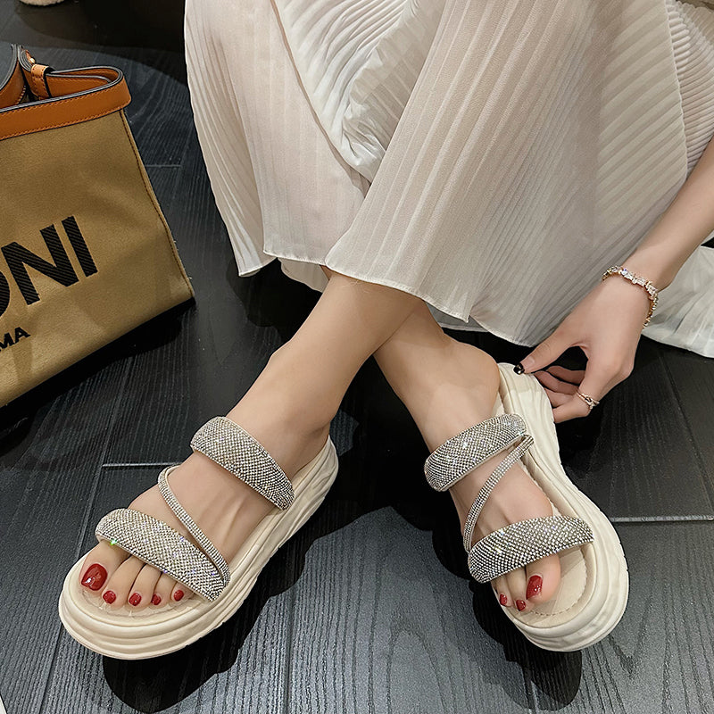 Luxurious Crystal Platform Sandals for Women