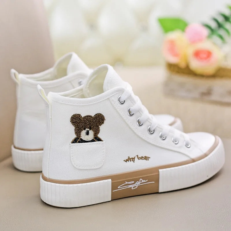 Women's High-Top Breathable Canvas Sneakers for Casual Wear