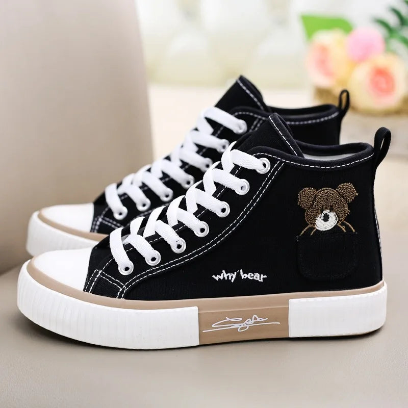 Women's High-Top Breathable Canvas Sneakers for Casual Wear