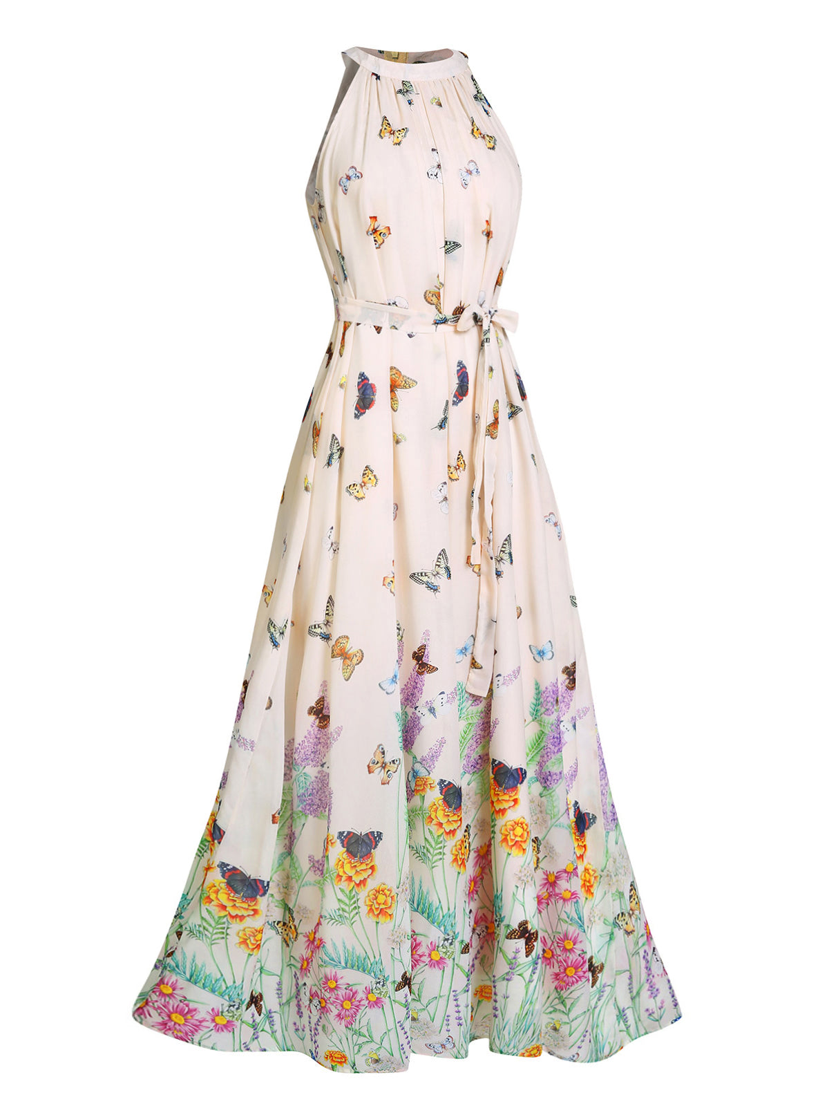 Floral Butterfly Vintage Maxi Dress