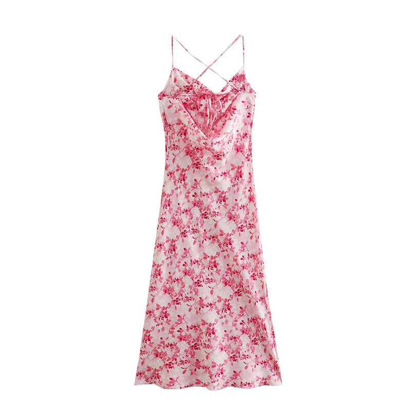 Summer Elegant Sleeveless Floral Midi Dress Pink | Ideal for Summer