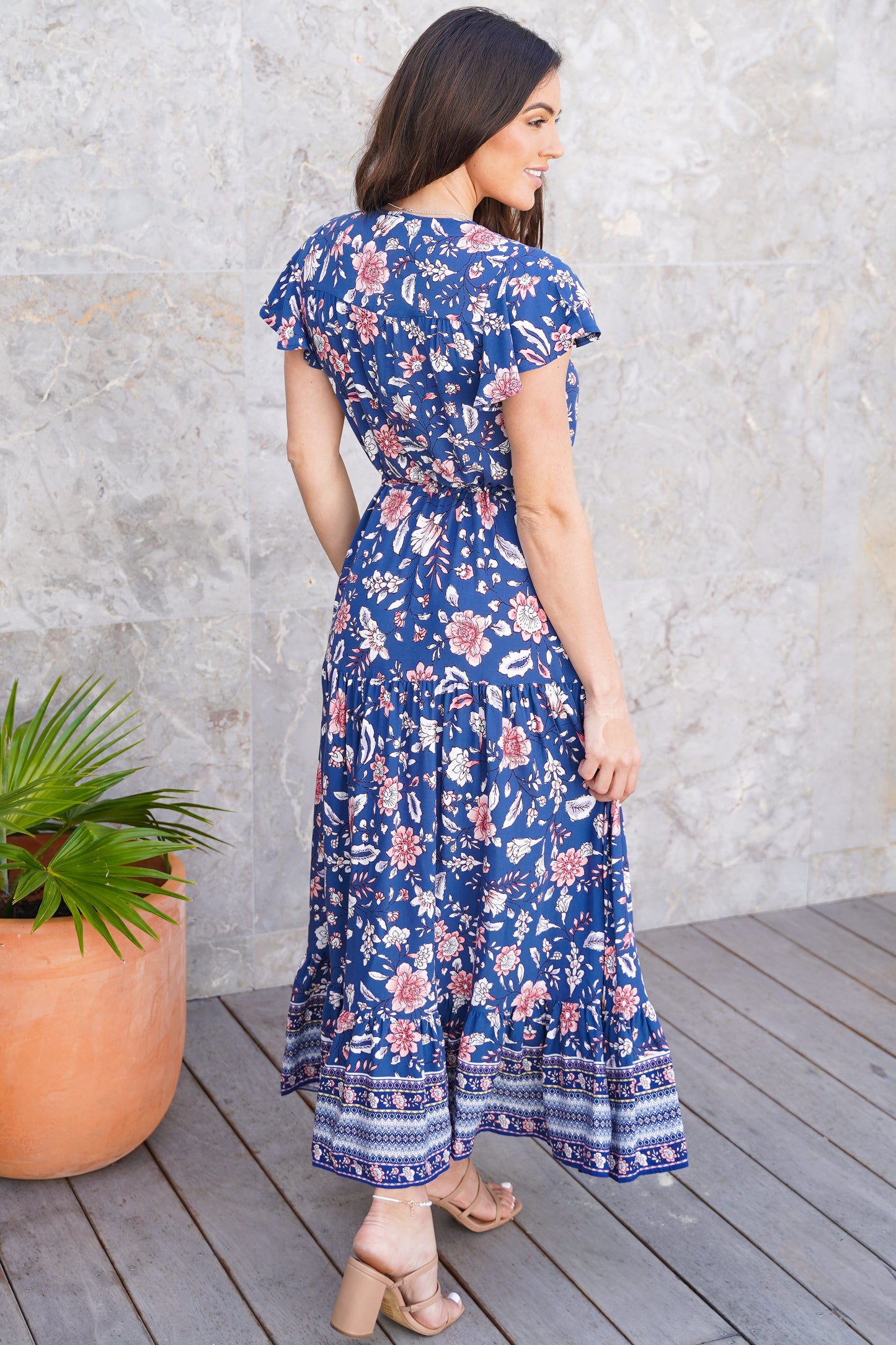 Cora Maxi Dress - Floral Indigo