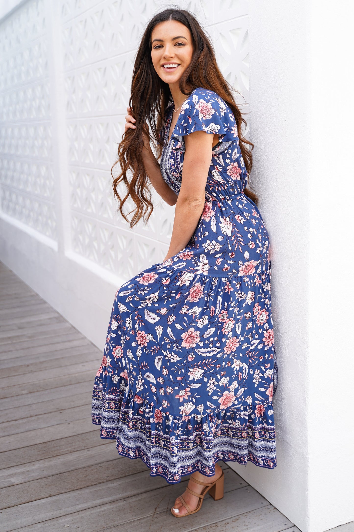 Cora Maxi Dress - Floral Indigo