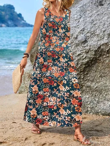 Sleeveless Boho Dress - Trendy - Lightweight - Ideal for Summer