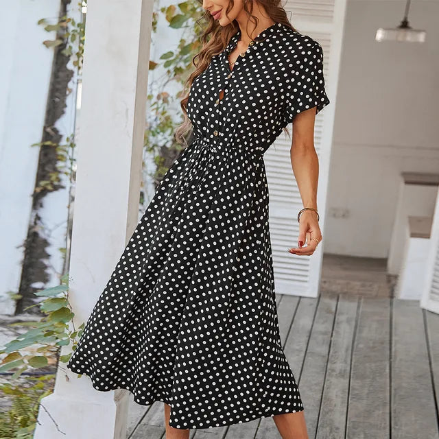 Ivyshape | Women's Collared Mid Dress Comfy