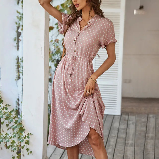 Ivyshape | Women's Collared Mid Dress Comfy