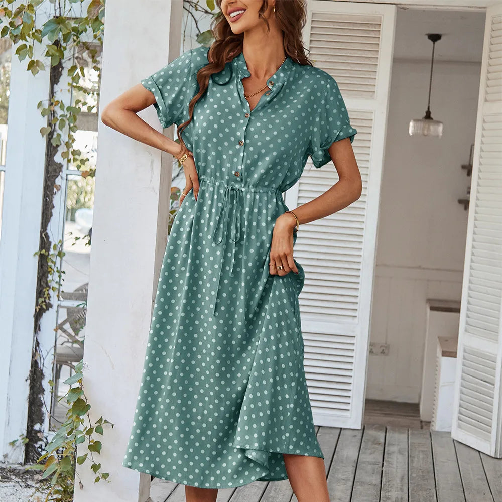 Ivyshape | Women's Collared Mid Dress Comfy