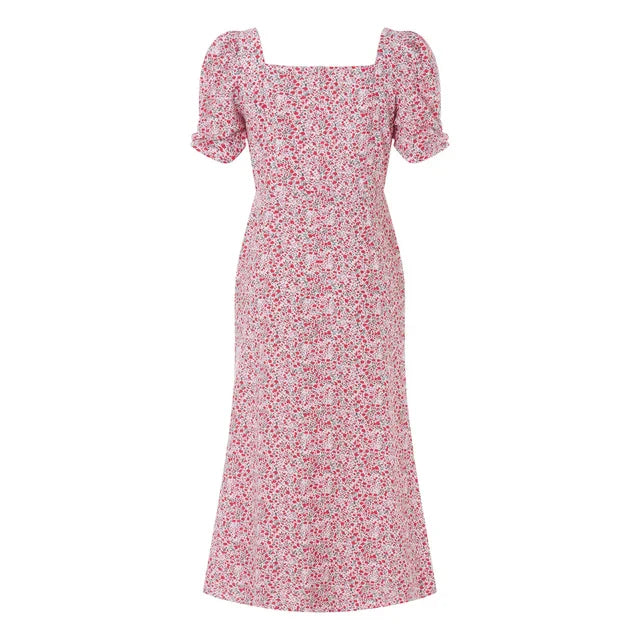 Ivyshape | Women's Summer Square Neck Dress Midi