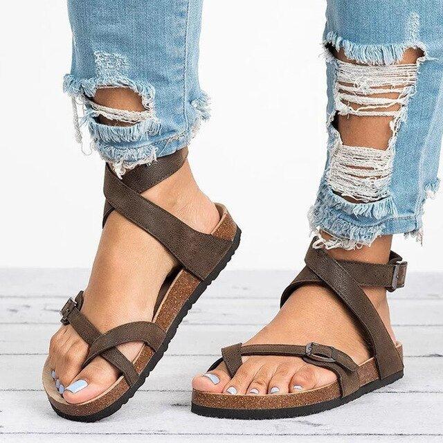 IvyShape | Buckle Straps Adjustable Straps Flat Sandals Summer Shoes