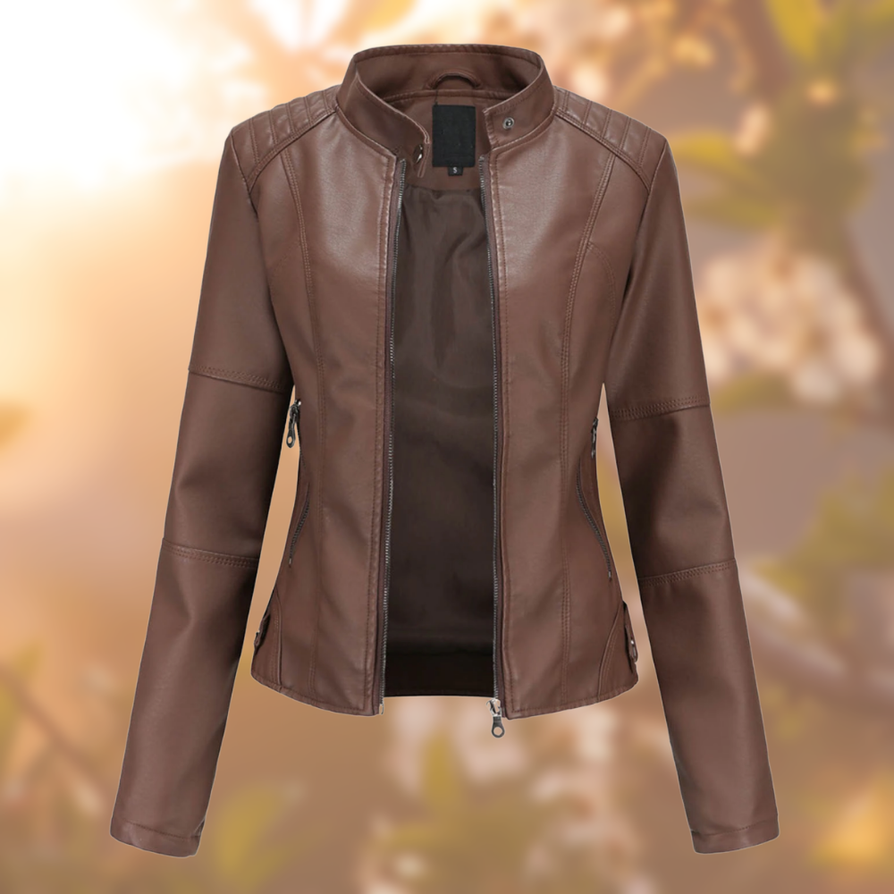 Ivyshape | Women's Biker Jacket Leather