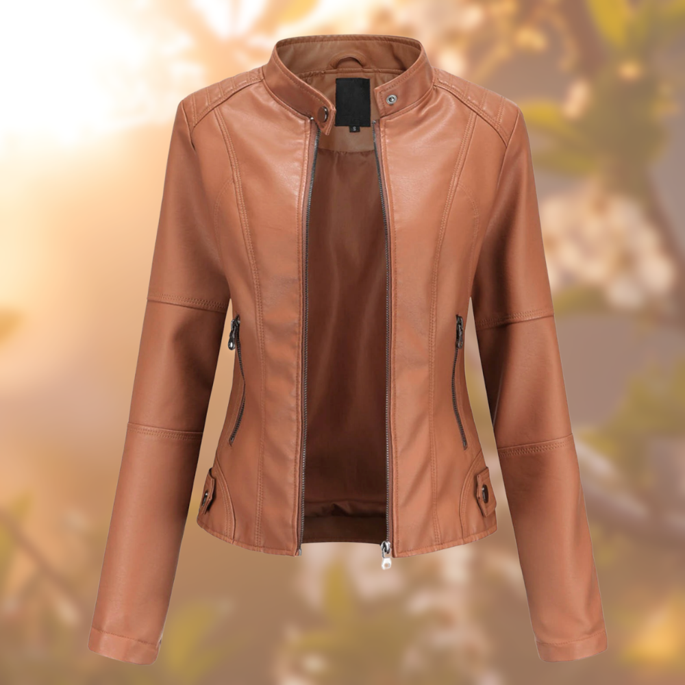 Ivyshape | Women's Biker Jacket Leather