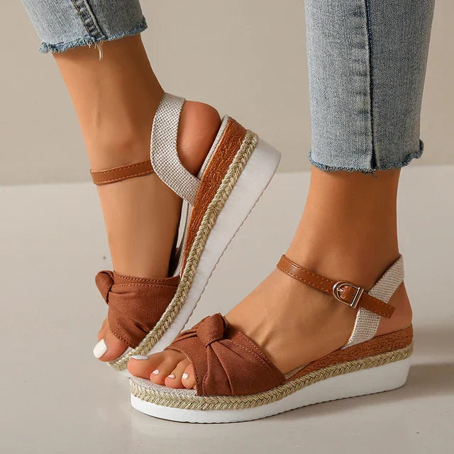 Ivyshape | Women's Wedge Sandals Knot