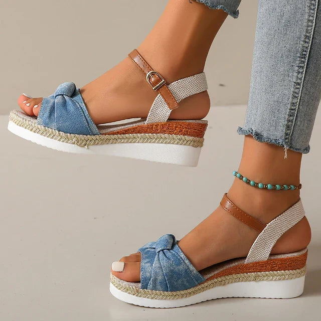 Ivyshape | Women's Wedge Sandals Knot