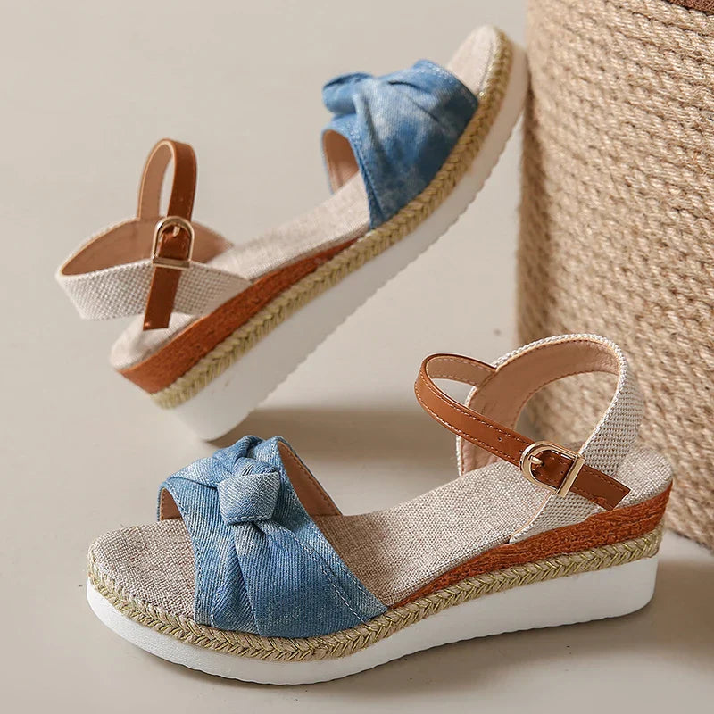 Ivyshape | Women's Wedge Sandals Knot