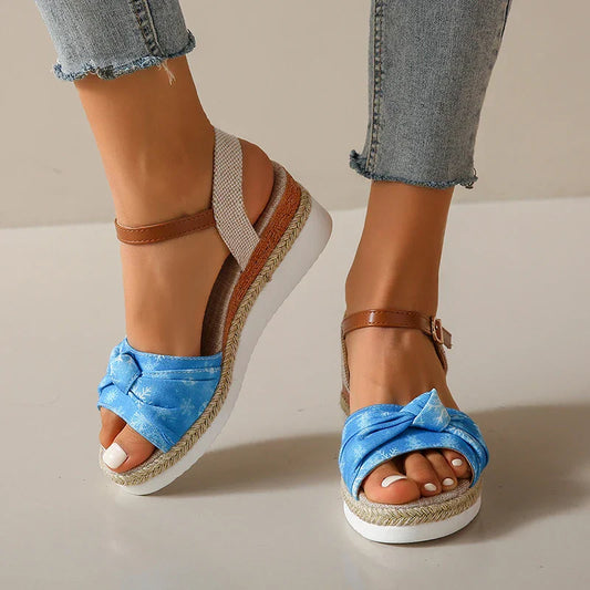 Ivyshape | Women's Wedge Sandals Knot