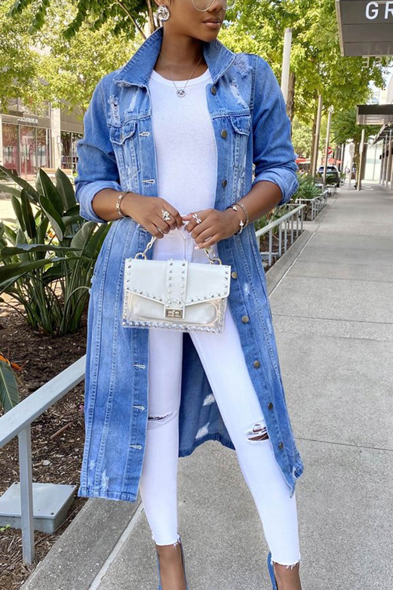 Denim Long Trench