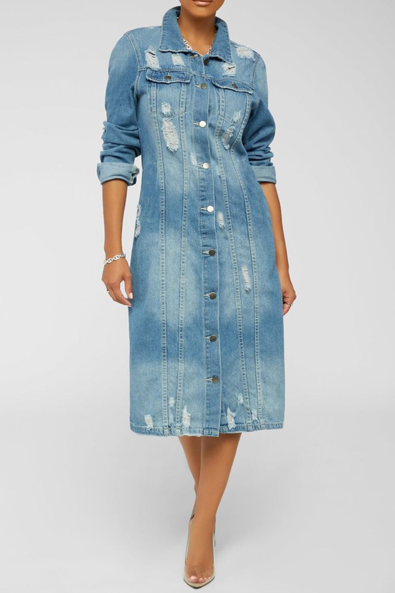 Denim Long Trench