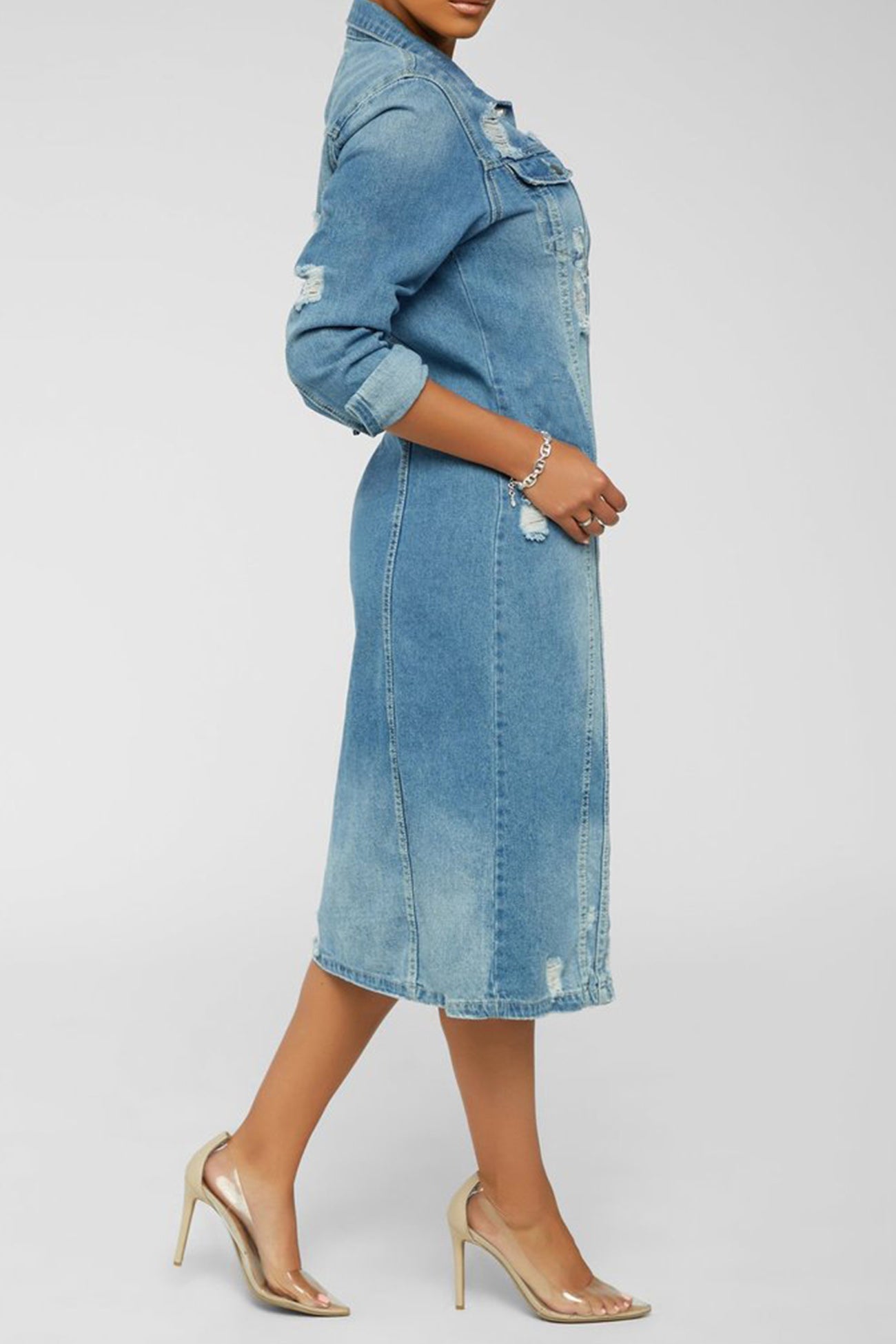 Denim Long Trench