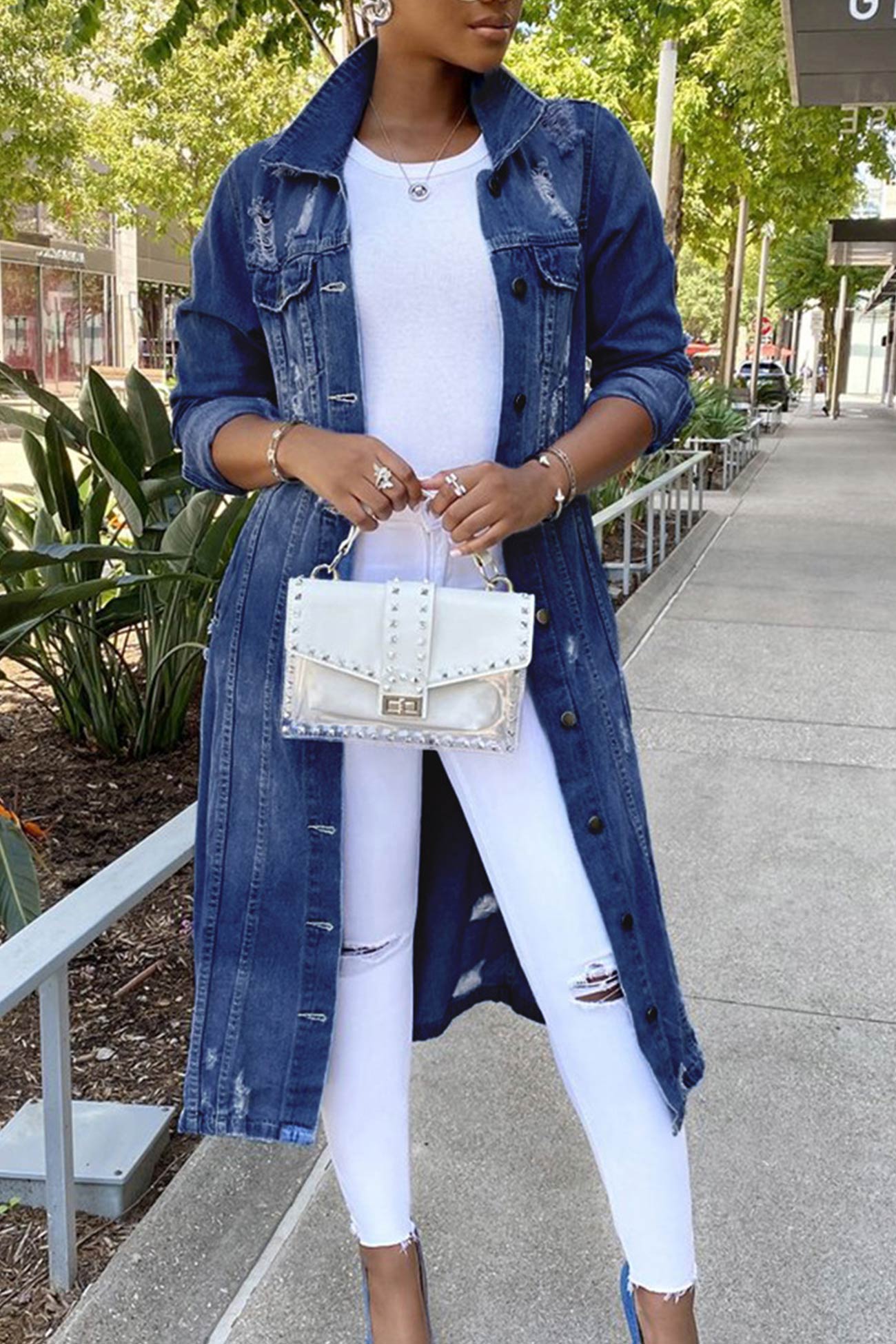 Denim Long Trench