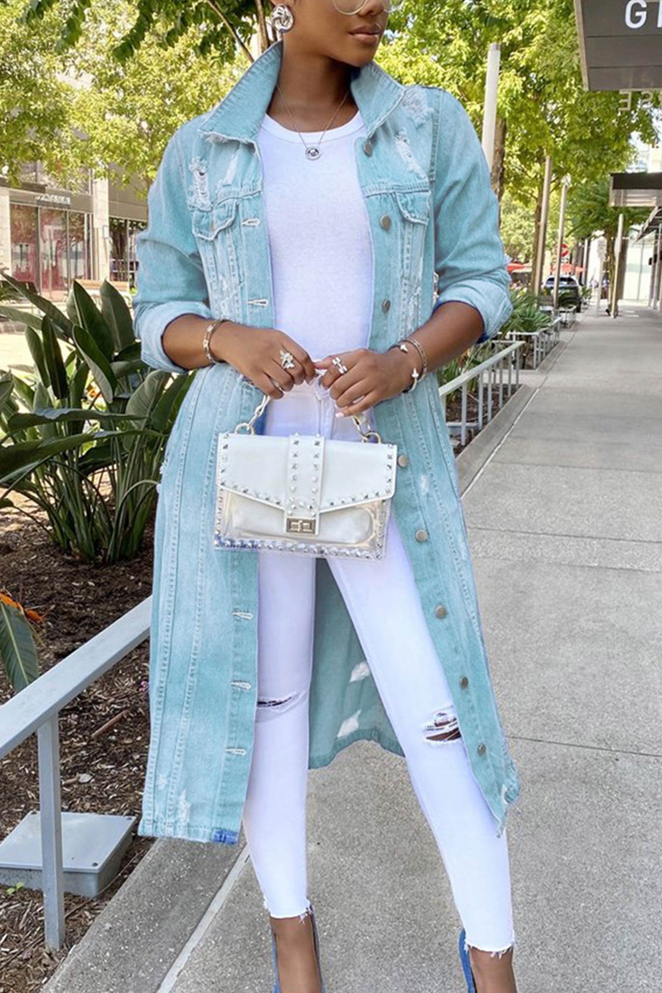 Denim Long Trench