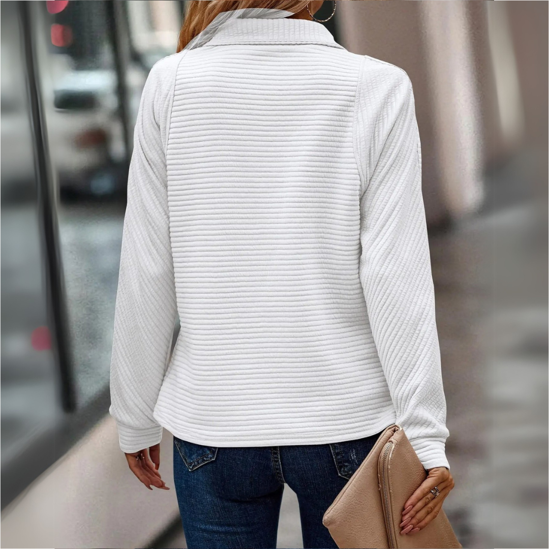 Ivyshape | Mid-Length Zip Detailed Sweater