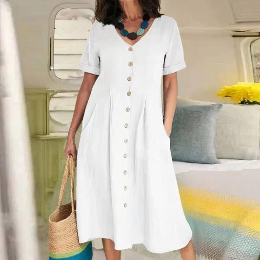 Ivyshape | Cotton-Linen Dress