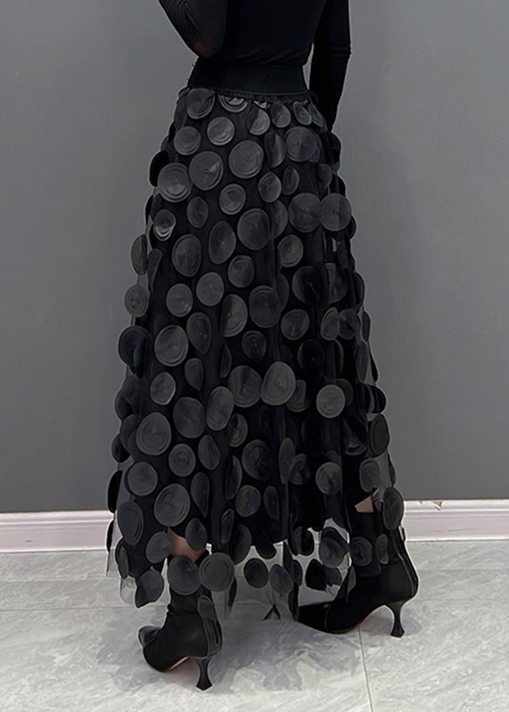 Ivyshape | Chic skirt made of polka dot and tulle patchwork