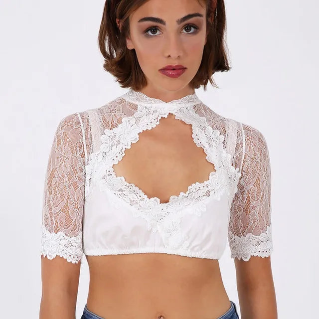 Alluring Lace-Up Dirndl Blouse for Women