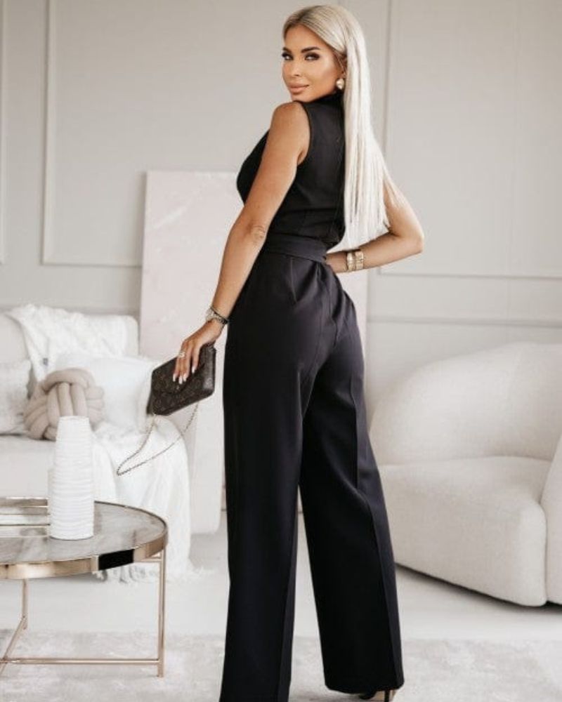 Ivyshape | Jumpsuit Sleeveless V-Neck Wide Cut Jumpsuit Women's Clothing