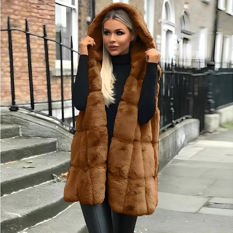 Ivyshape | Hoodie Faux Fur Women'S Vest Cardigan