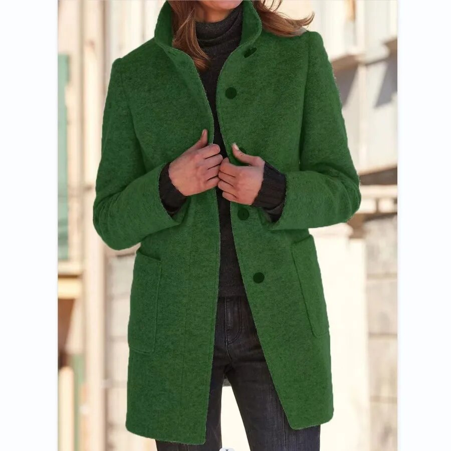 Ivyshape | Wool Coat With Button Closure for Women